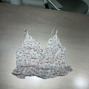 Princess Polly Floral White Ruffle Top